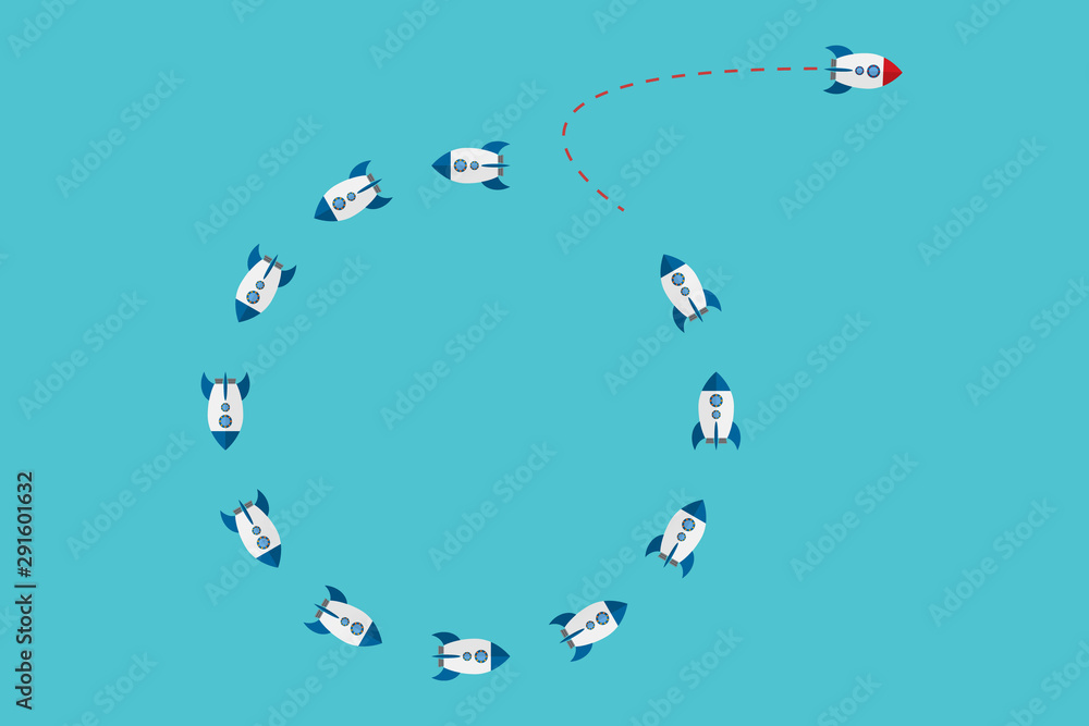Think differently - Being different, taking risky, move for success in life -The graphic of rocket also represents the concept of courage, enterprise, confidence, belief, fearless, daring, Think differently - Being different, taking risky, move for success in life -The graphic of rocket also represents the concept of courage, enterprise, confidence, belief, fearless, daring,