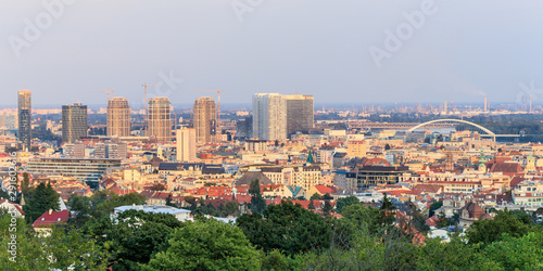 Bratislava, Slovakia - August 31, 2019: Bratislava aerial cityscape view. Skyline, Slovakia