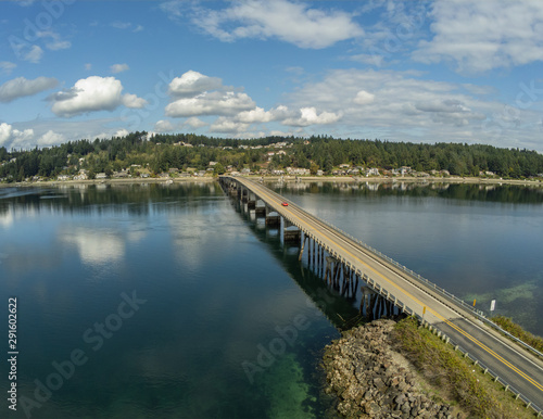 Wallpaper Mural Outstanding aerial photography of the picturesque Fox Island Bridge connection Gig Harbor and Fox Island in the state of Washington. Torontodigital.ca