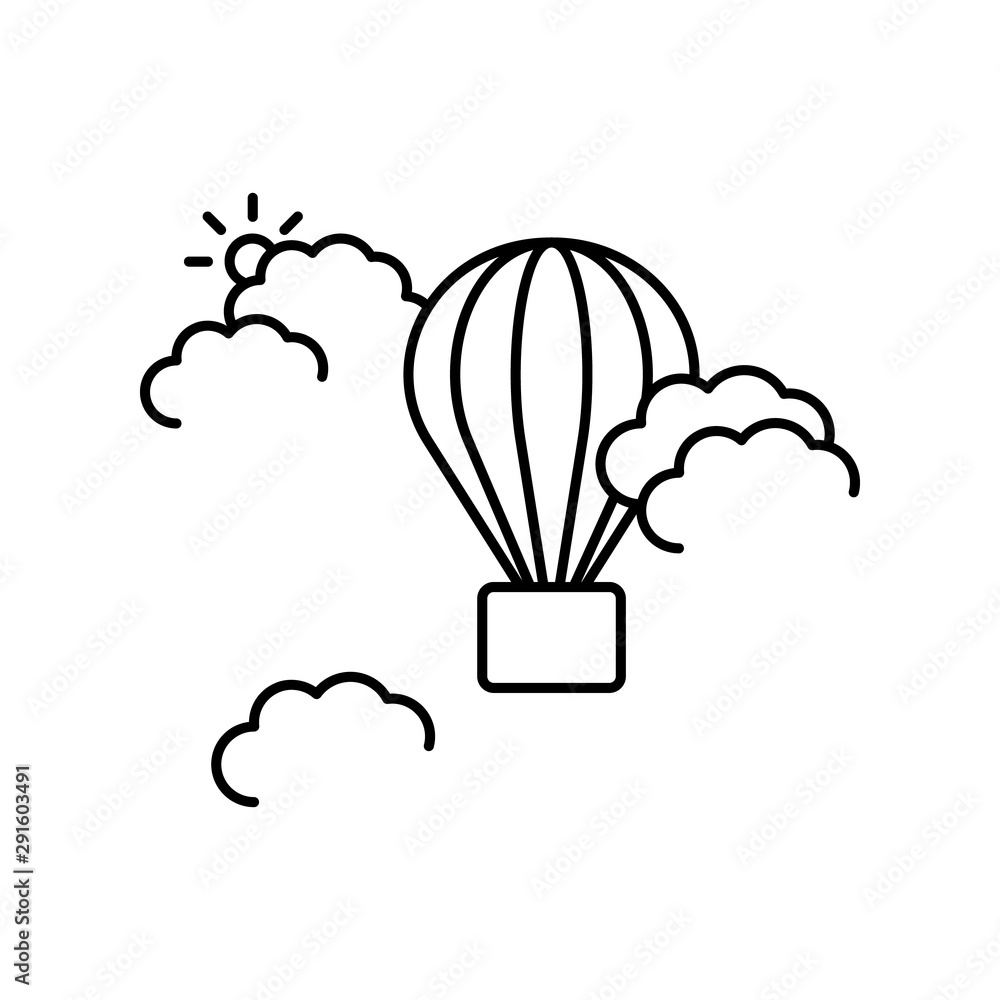 Hot air, balloon, cloud icon. Element of landscape thin line icon Hot air, balloon, cloud icon. Element of landscape thin line icon