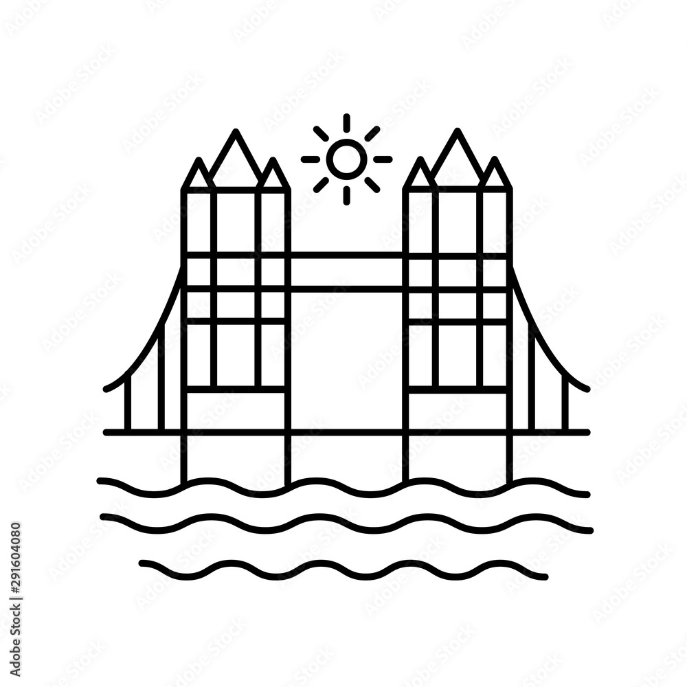 Building, bridge, water, sea icon. Element of landscape thin line icon Building, bridge, water, sea icon. Element of landscape thin line icon