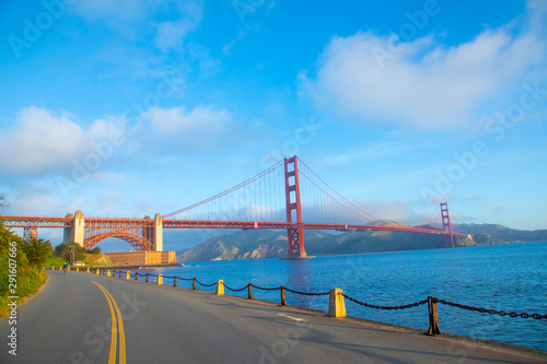 Photography View of Golden Gate Bridge along the coastline in San Francisco