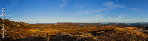 Panorama view from Gaustatoppen, Norway, at autumn.