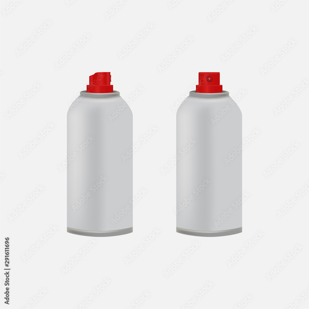 isolated front and side view of red spray can mock up on white background. concept for spray container can in vector illustration isolated front and side view of red spray can mock up on white background. concept for spray container can in vector illustration