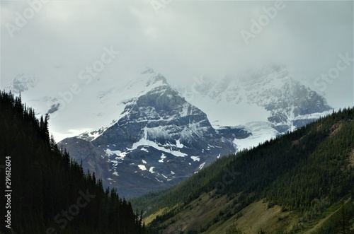Majestic foggy mountains of the Canadian Rockies