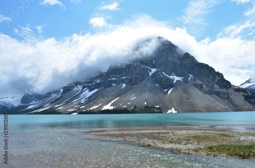 Majestic foggy mountains of the Canadian Rockies