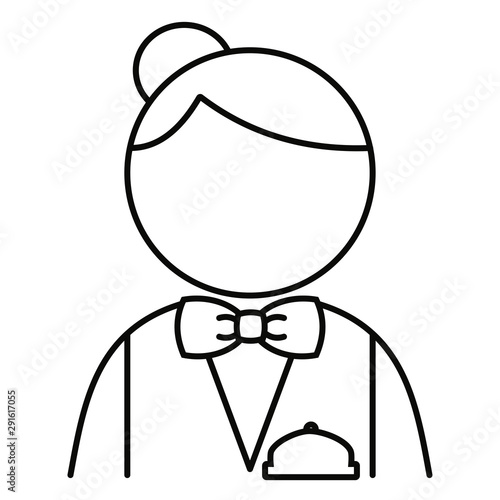 Female receptionist avatar vector illustration in black and white.