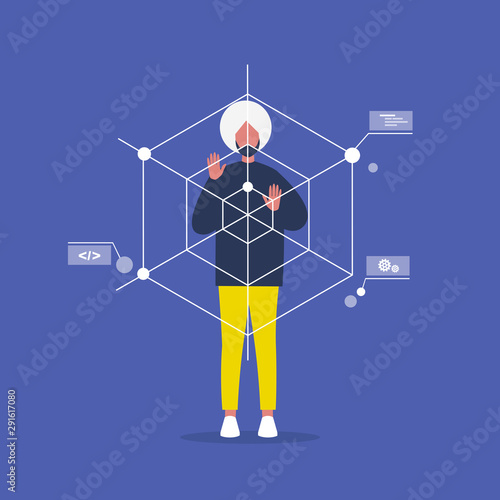 Young indian male engineer working with data