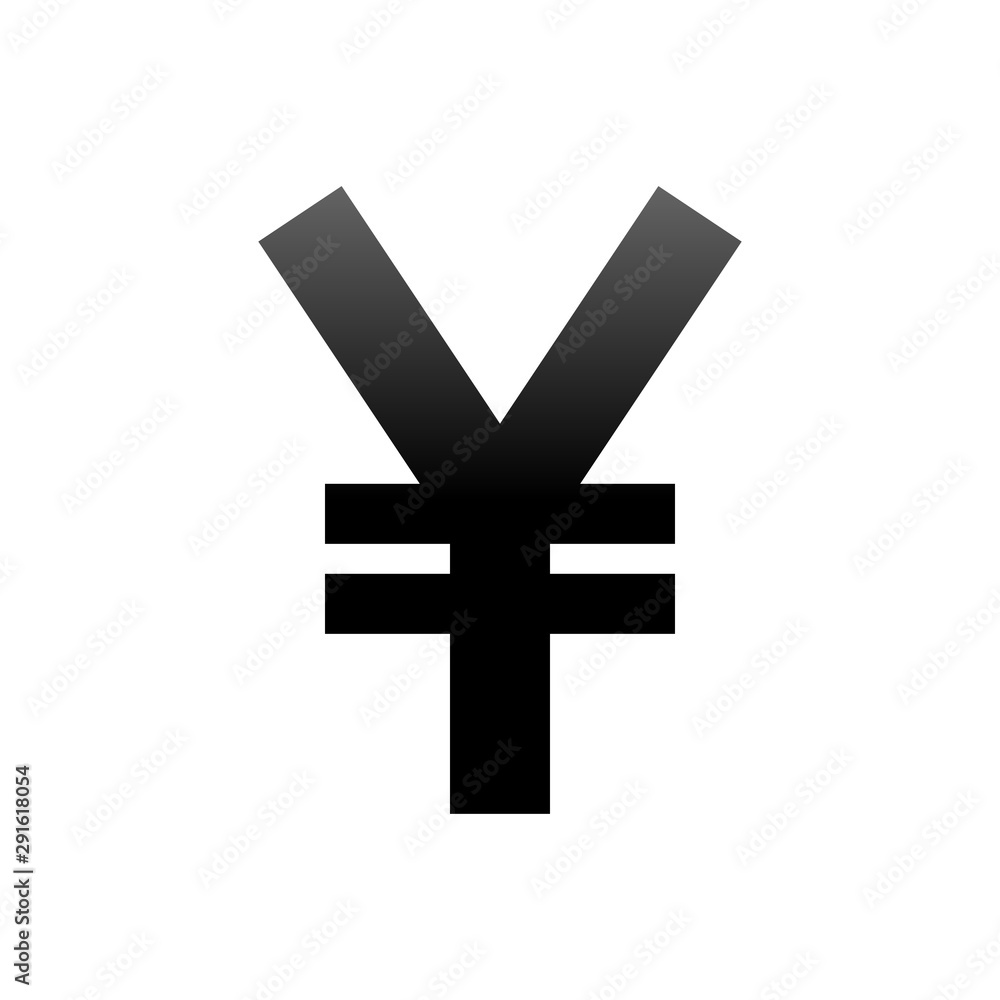 Obraz premium Yuan and Yen currency sign symbol - black simple gradient, isolated - vector