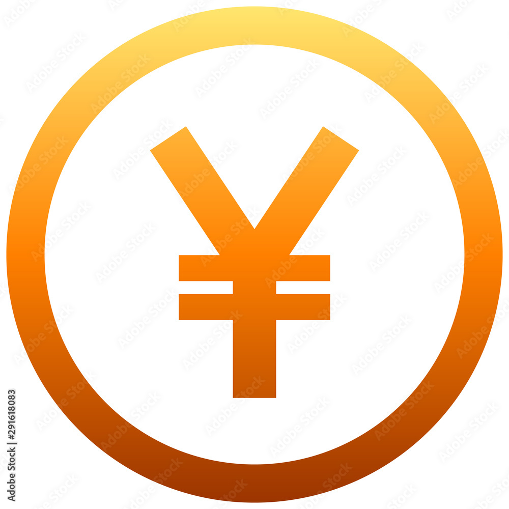 Yuan and Yen currency sign symbol - orange simple gradient inside of circle, isolated - vector Yuan and Yen currency sign symbol - orange simple gradient inside of circle, isolated - vector