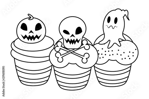 halloween sweet cupcakes bakery icons