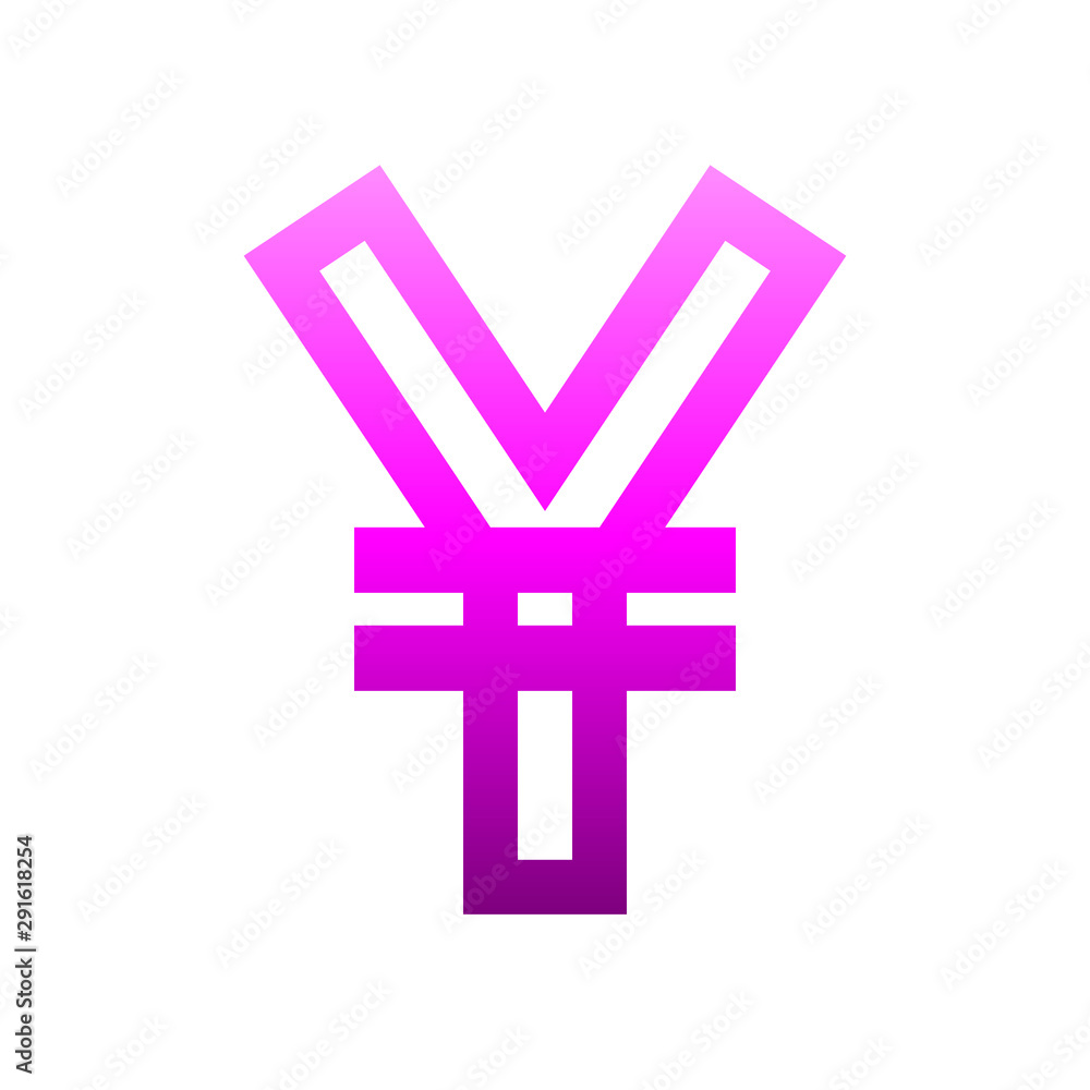 Fototapeta premium Yuan and Yen currency sign symbol - purple-pink simple gradient outline, isolated - vector