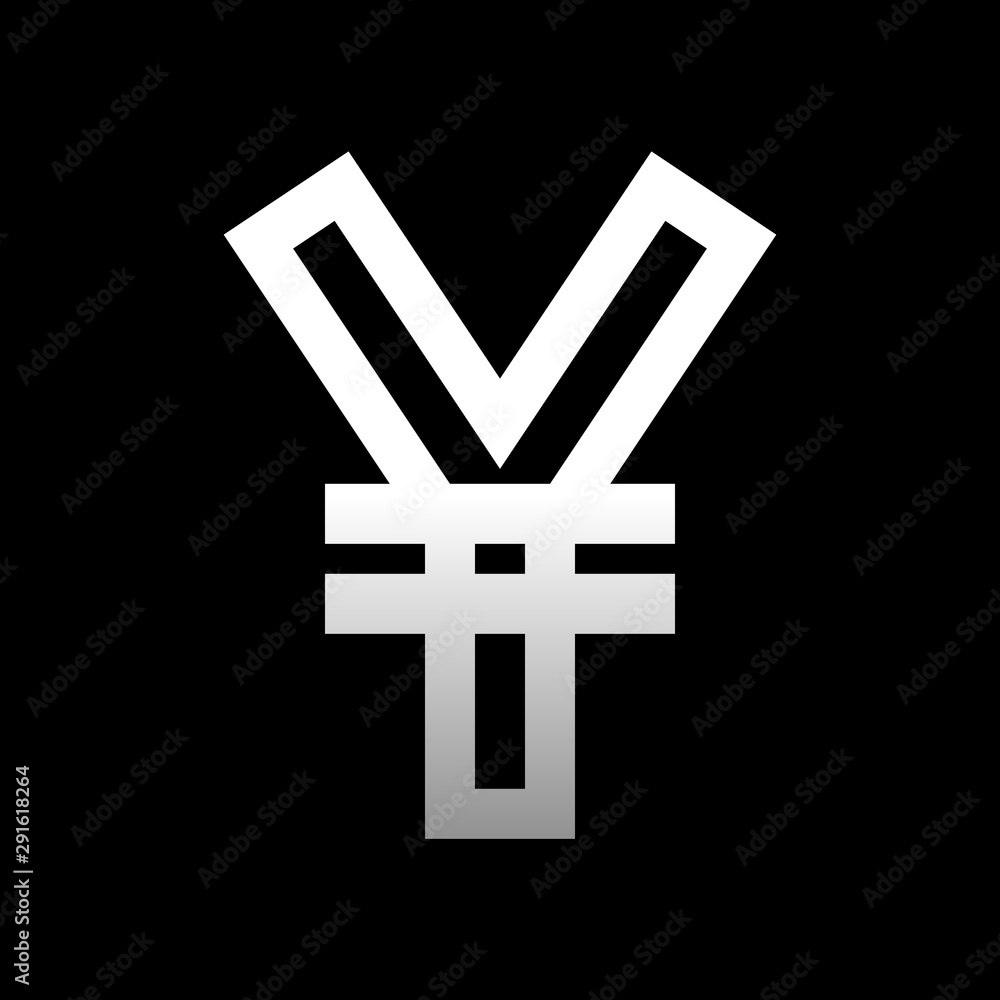 Fototapeta premium Yuan and Yen currency sign symbol - red simple gradient outline, isolated - vector