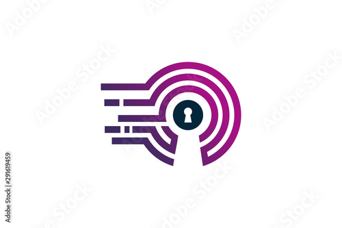 digital lock logo icon vector isolated