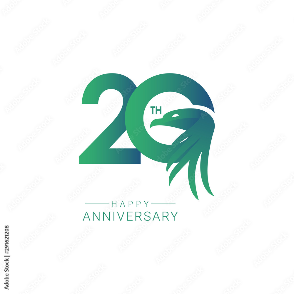 20 th Anniversary Bird Model Vector Template Design Illustration 20 th Anniversary Bird Model Vector Template Design Illustration