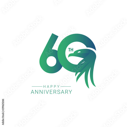 60 th Anniversary Bird Model Vector Template Design Illustration