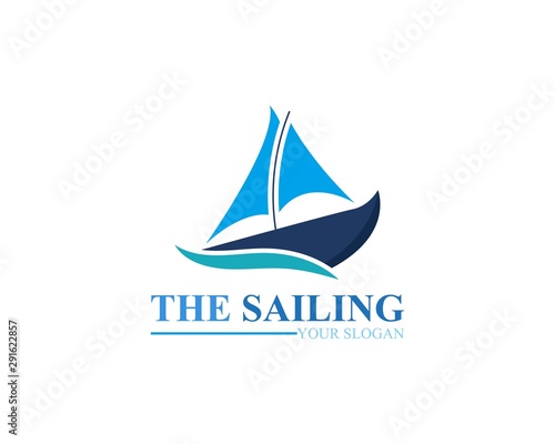 Sailing ship boat vector logo icon template design