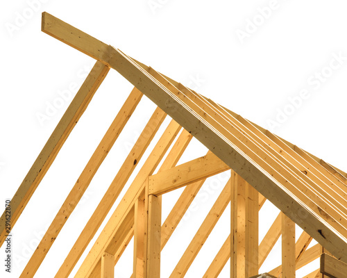 Принти на полотні Rafters and joists in a new home frame construction isolated on white