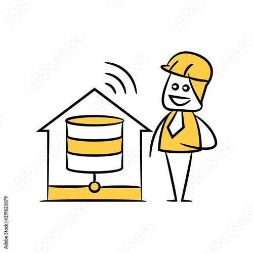 engineer and server house wifi yellow stick figure theme