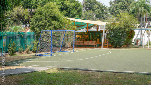 Football Goalpost soccer in synthetic grass