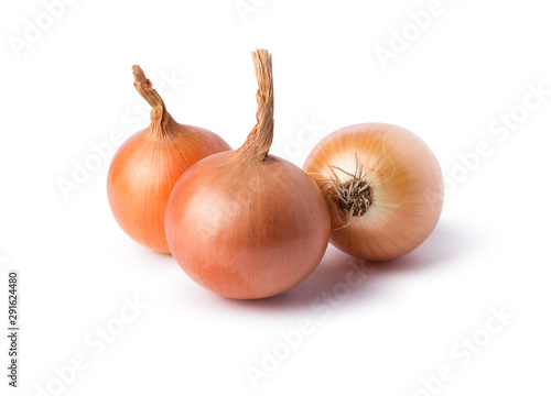 Fresh onion bulbs isolated on white background