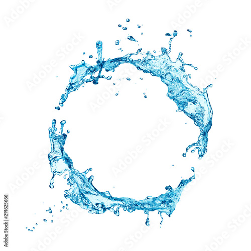 blue water splash isolated on white background