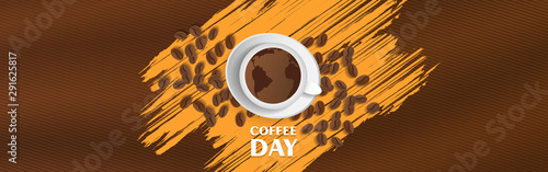 1 october, International or national Coffee Day. greeting card, poster and banner. Vector illustration background