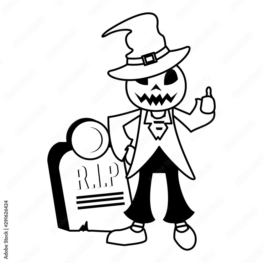 funny costume of pumpkin with witch hat character funny costume of pumpkin with witch hat character