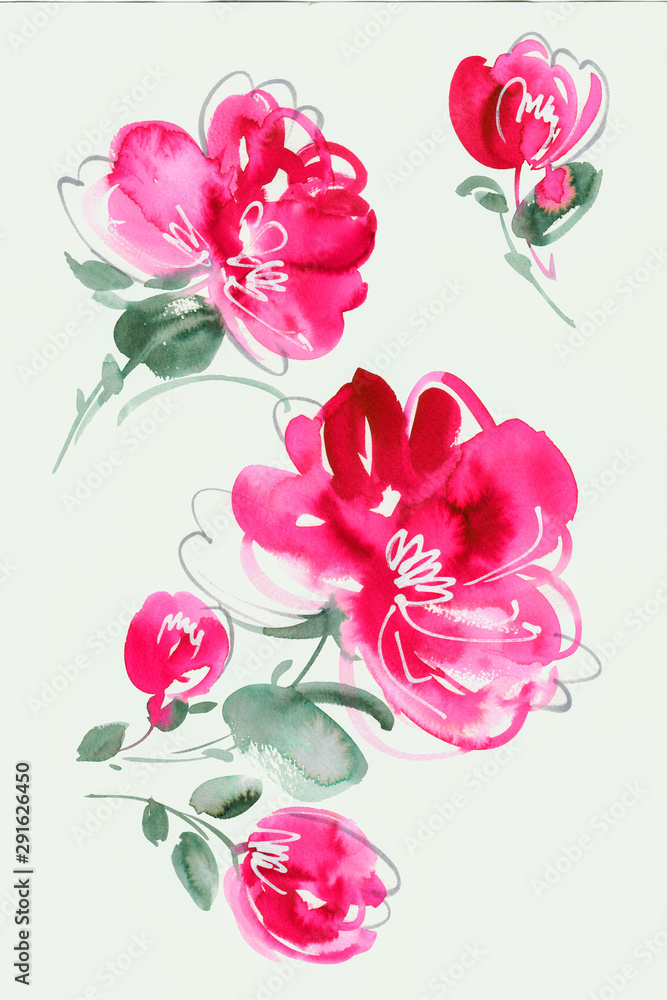 Flowers are full of romance, the leaves and flowers art design  