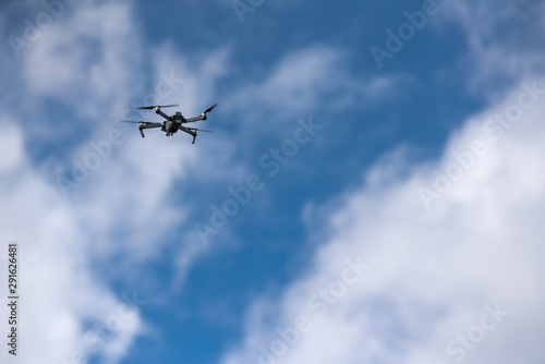 surveillance drone flying in the sky