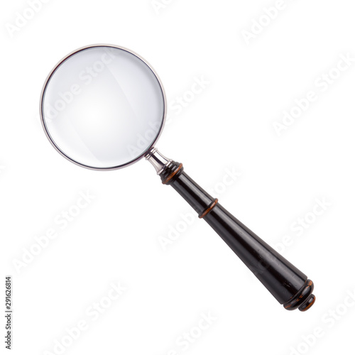 Magnifying glass isolated on white with path