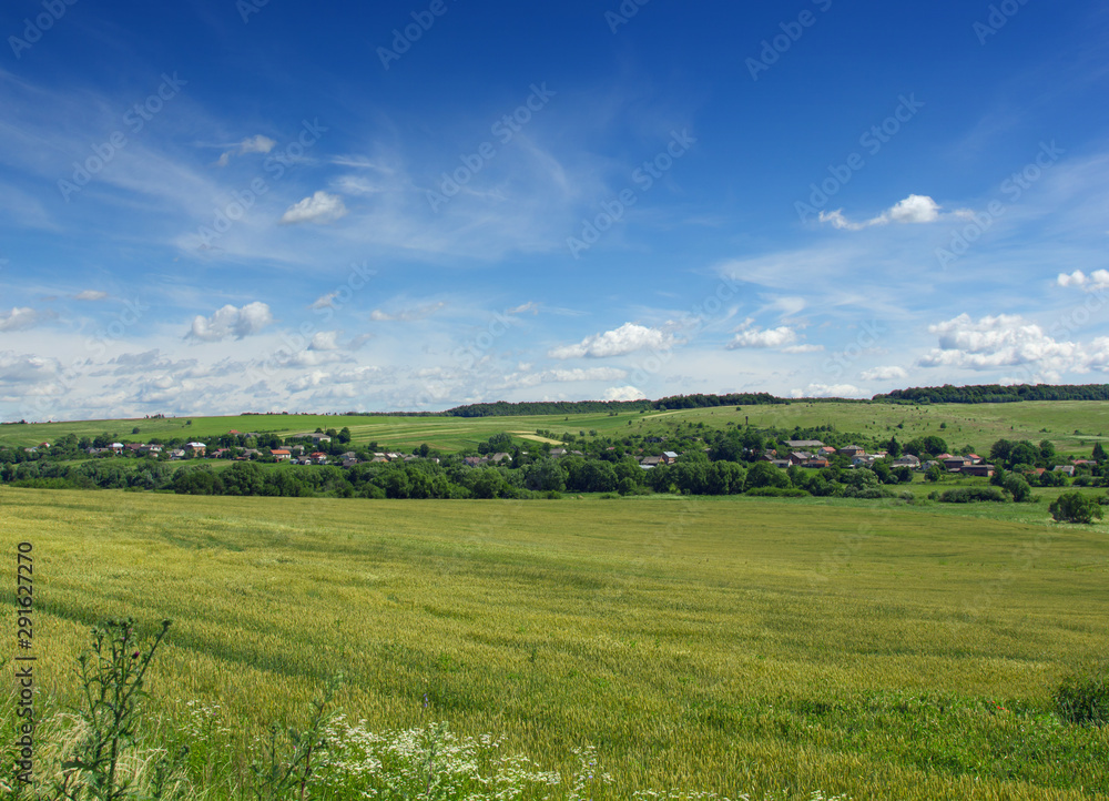 Green landscape village scenery
