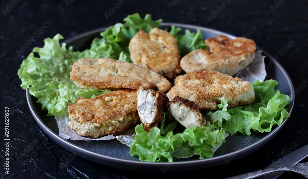 brains of a cow, a sheep or calf in fried in batter. dishes with offal. dish for Halloween. Keto diet dish. weird food brains of a cow, a sheep or calf in fried in batter. dishes with offal. dish for Halloween. Keto diet dish. weird food