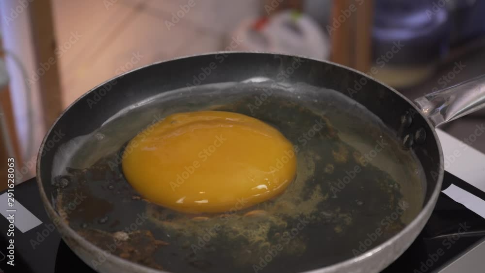 cooking an ostrich egg in 4k, dropping the huge egg in a pan with hot butter cooking an ostrich egg in 4k, dropping the huge egg in a pan with hot butter