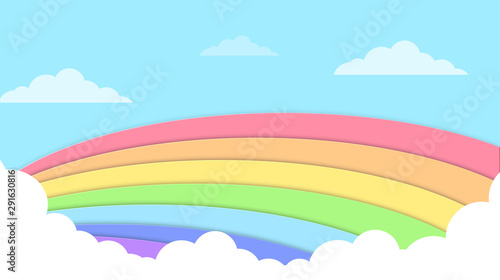 Abstract kawaii Colorful Sky rainbow background. Soft gradient pastel Comic graphic. Concept for wedding card design or presentation