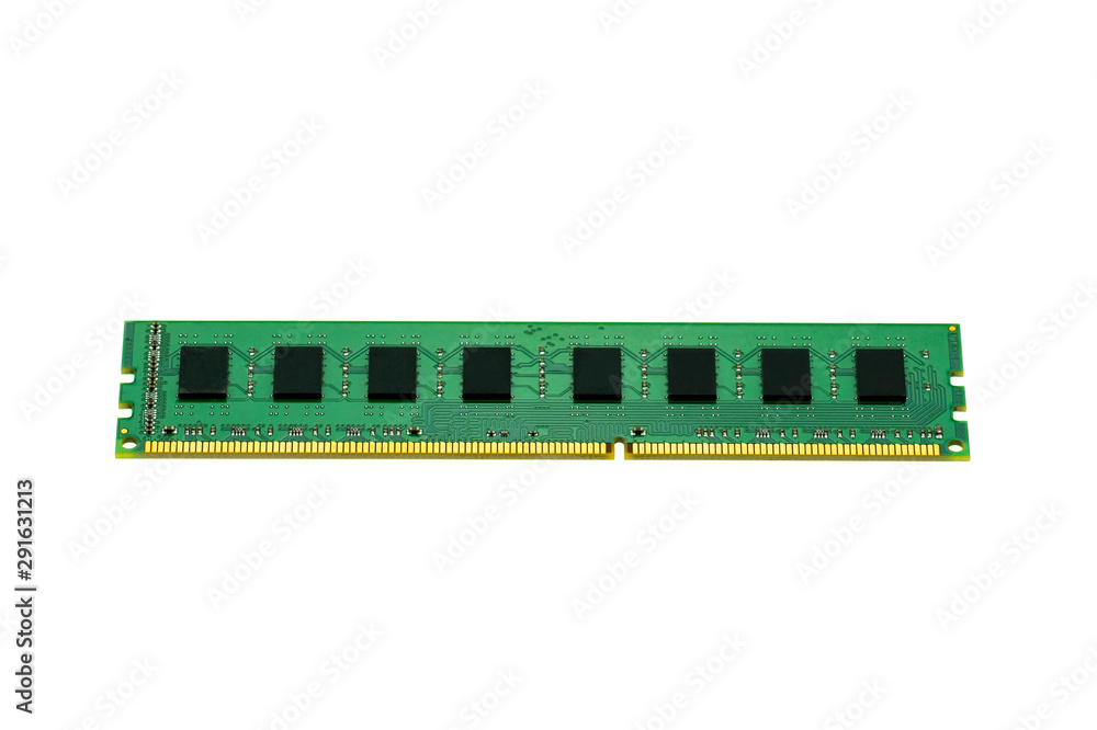 Image of a ram memory on a white background. Equipment and computer hardware. Image of a ram memory on a white background. Equipment and computer hardware.
