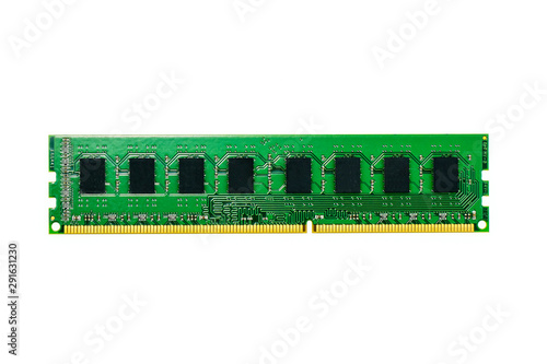 Image of a ram memory on a white background. Equipment and computer hardware.