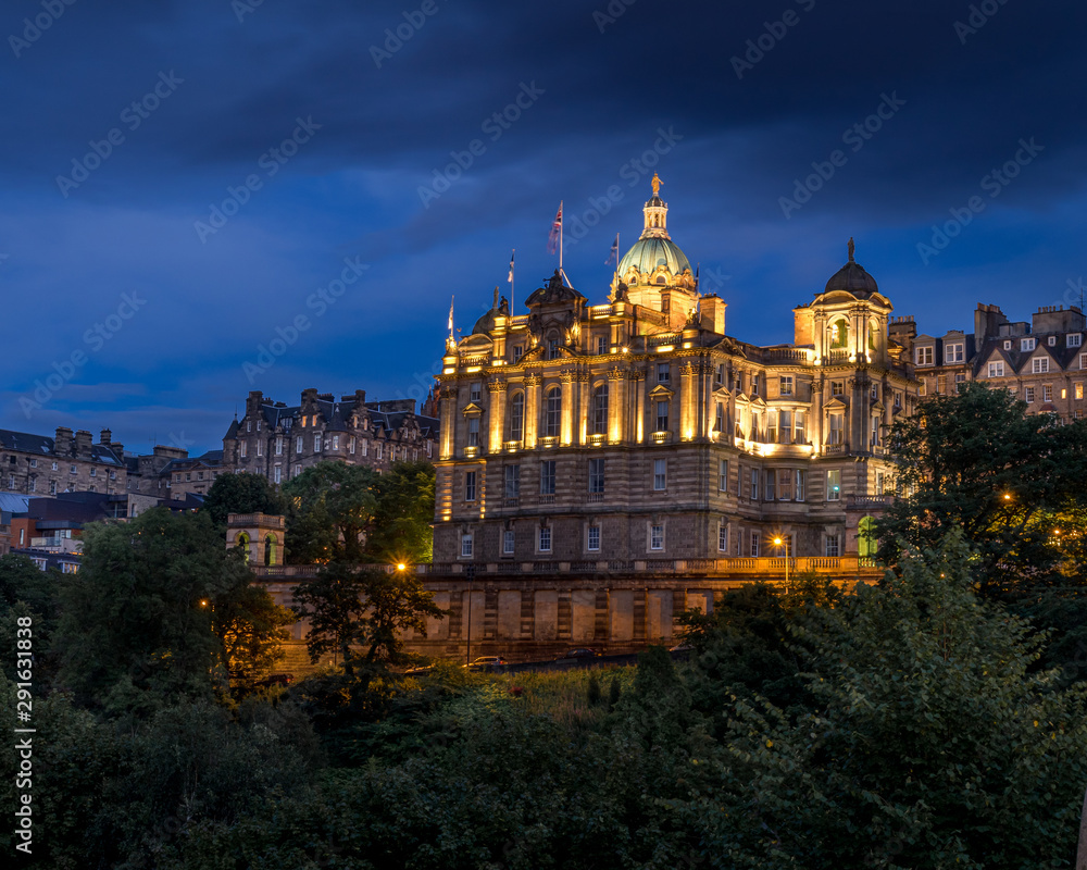Old Town Edinburgh at night.