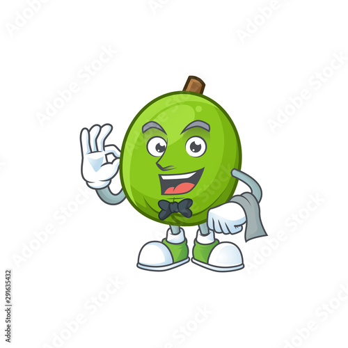 Waiter casimiroa fruit cartoon character with mascot