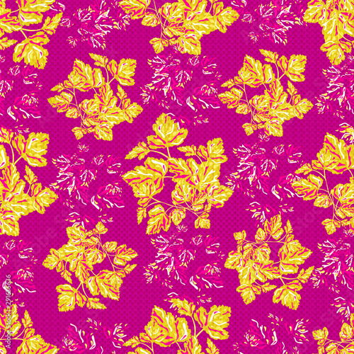 abstract flowers on a pink background vintage seamless pattern in retro style
