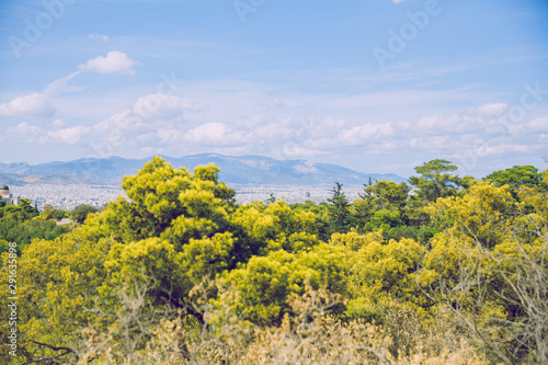 Fototapeta Naklejka Na Ścianę i Meble -  City Athens, Greece Republic. City from the hill, streets and buildings. Sep 11 2019. Travel photo.