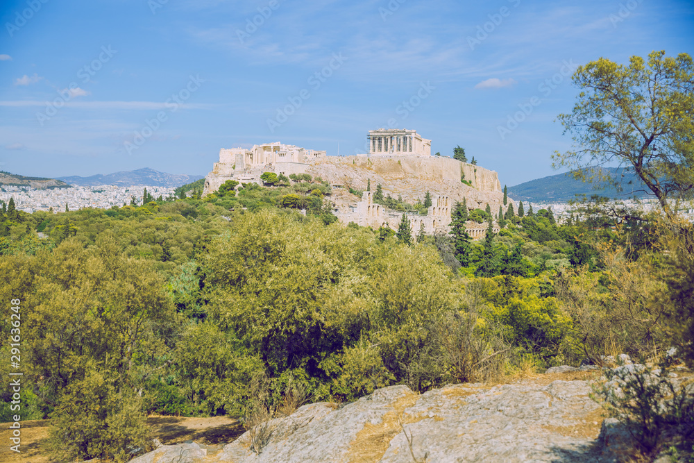 City Athens, Greece Republic. Acropolis and mountain. Sep 11 2019. Travel photo.