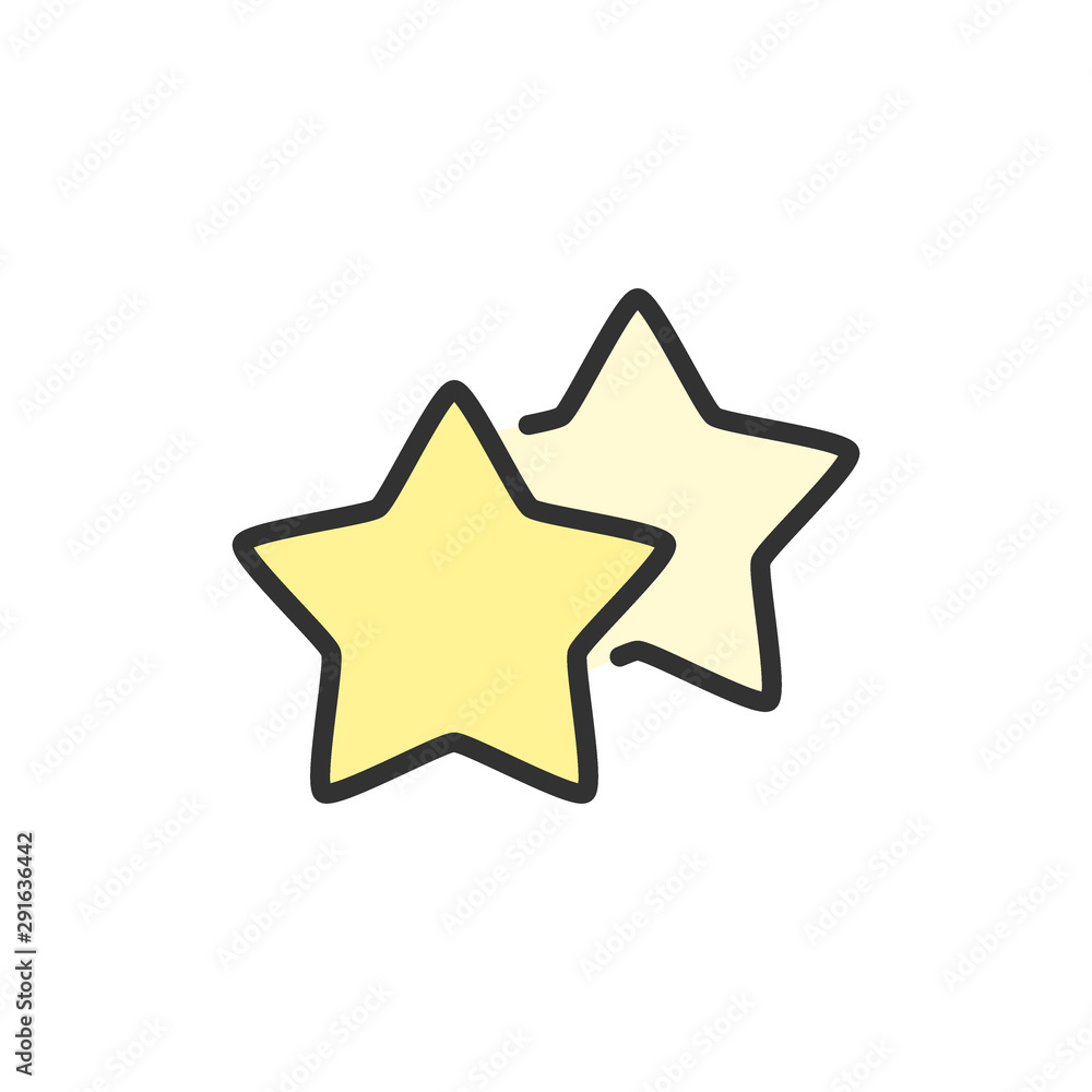 Vector stars, favorite, best choice, positive feedback flat color line icon. Vector stars, favorite, best choice, positive feedback flat color line icon.