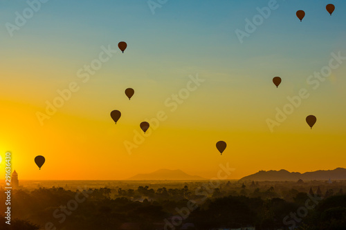 Many balloon flying at bagan ,early in the morning.