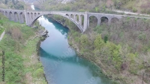 Wallpaper Mural Aerial view of Solkan bridge above Isonzo (Soca) river. Slovenia Torontodigital.ca