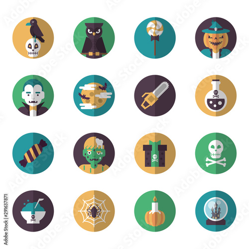 bundle of halloween set icons photo