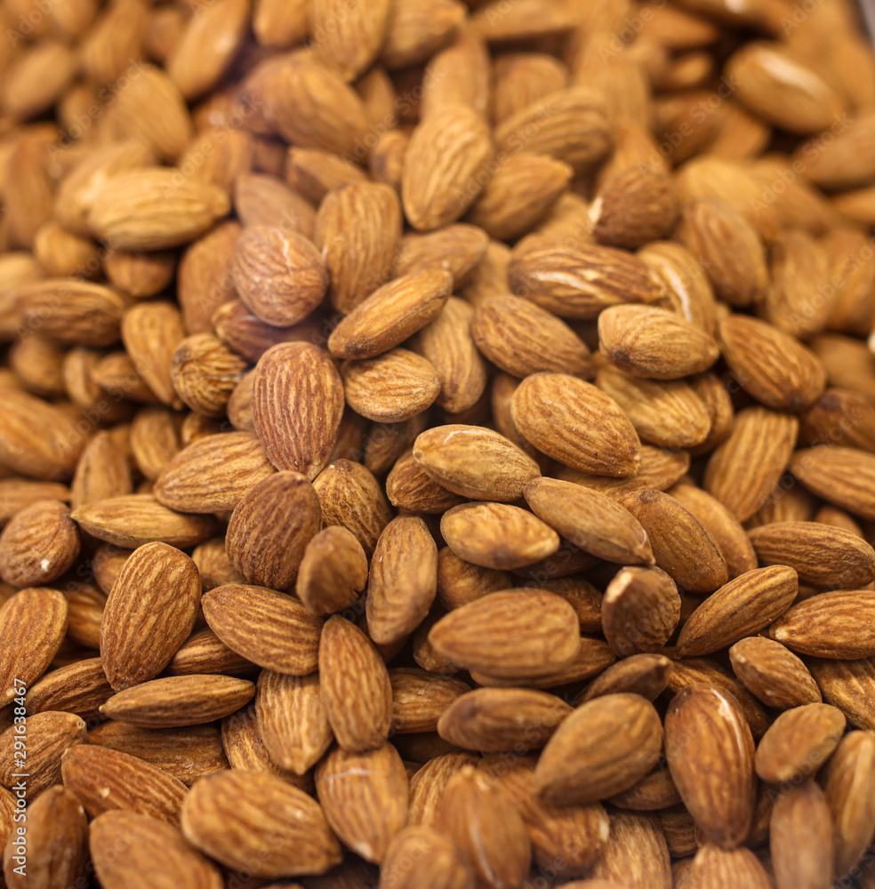 Almonds on the counter in the market Almonds on the counter in the market