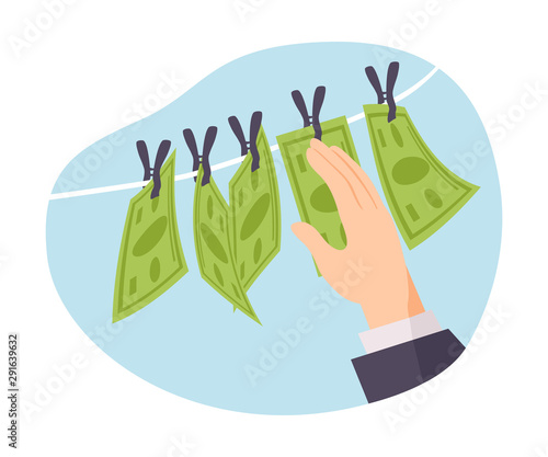 Vector illustration of money laundering isolated on white background