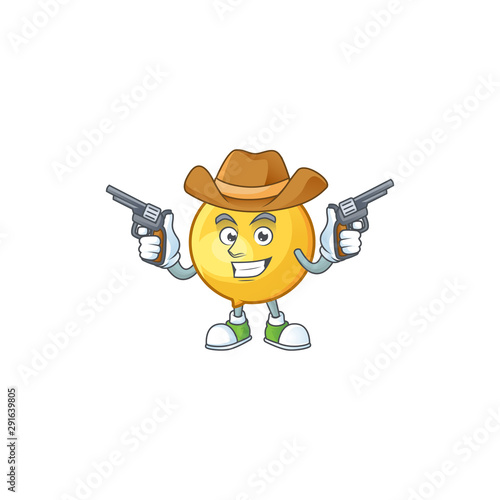 Cowboy mundu fruit mascot on white background.