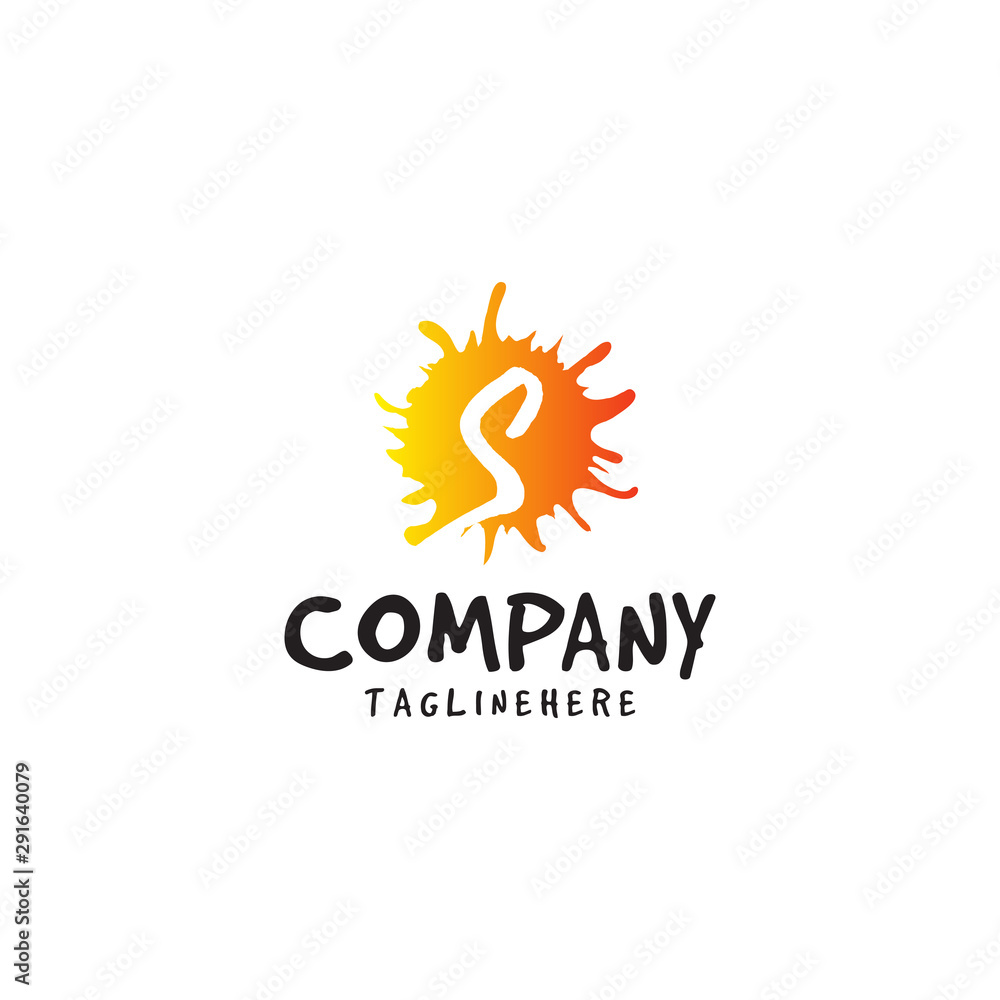 Letter S logo in fresh orange juice splash design element Letter S logo in fresh orange juice splash design element
